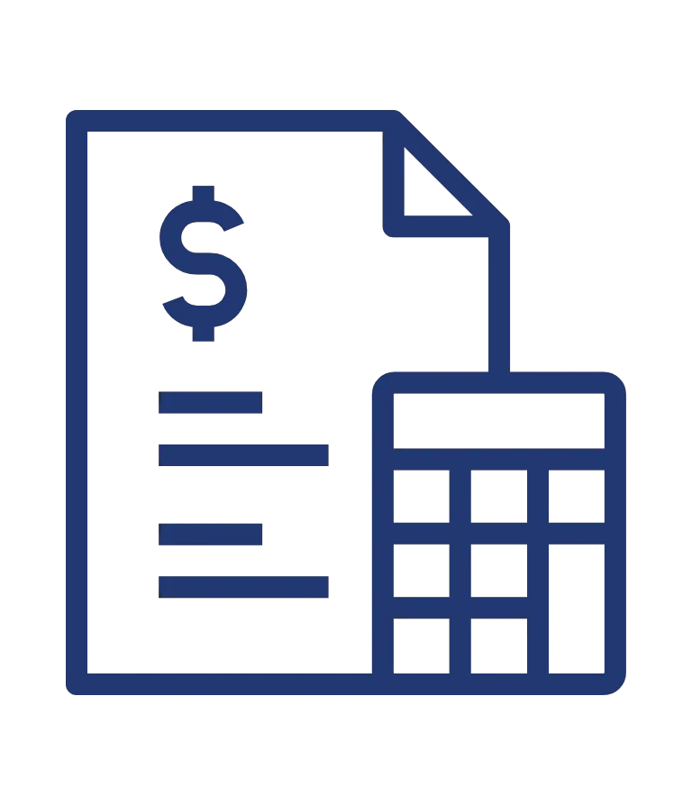 Dokument i kalkulator - ikona