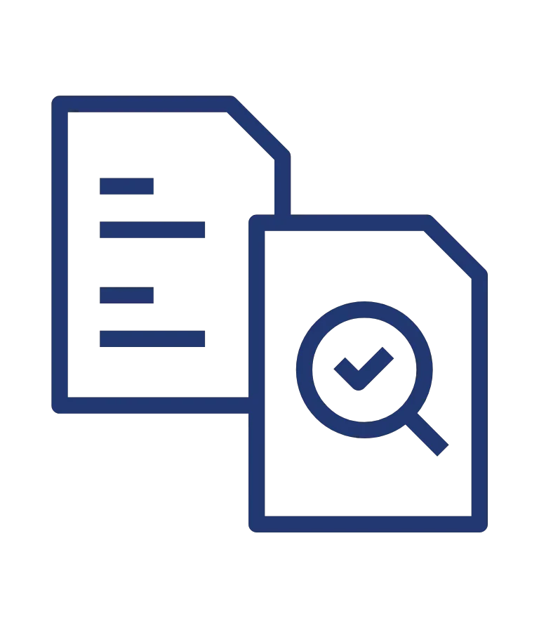 Dokument z tekstem i lupą ikona